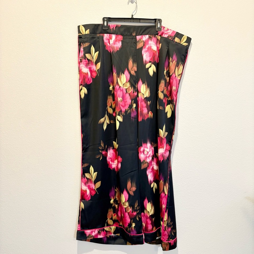 Torrid Black and Pink Wide Leg Jumpsuit with Floral Design